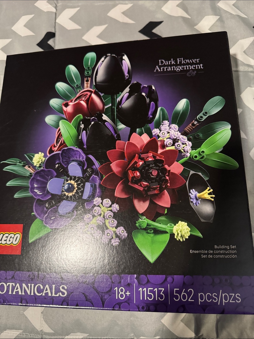 Lego Dark Flower Arrangement in Black, Red, Purple, Green